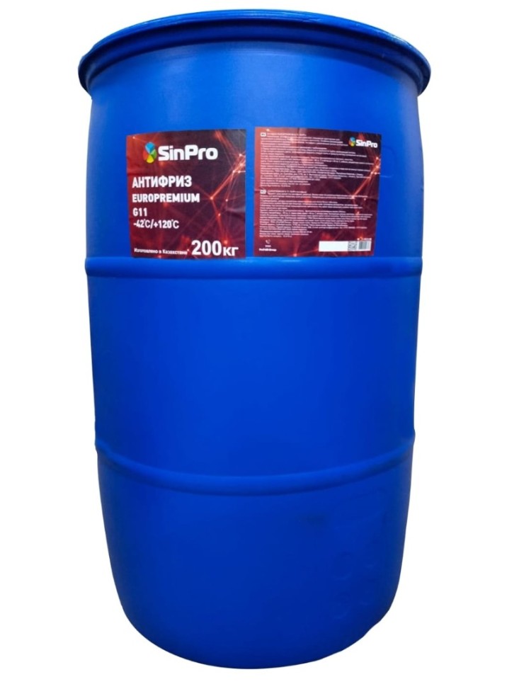 SINPRO АНТИФРИЗ КРАСНЫЙ EUROPREMIUM G11(-42/+120)200 КГ